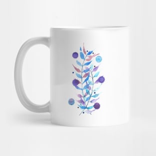 Minimal floral watercolor with blue and purple tones Mug